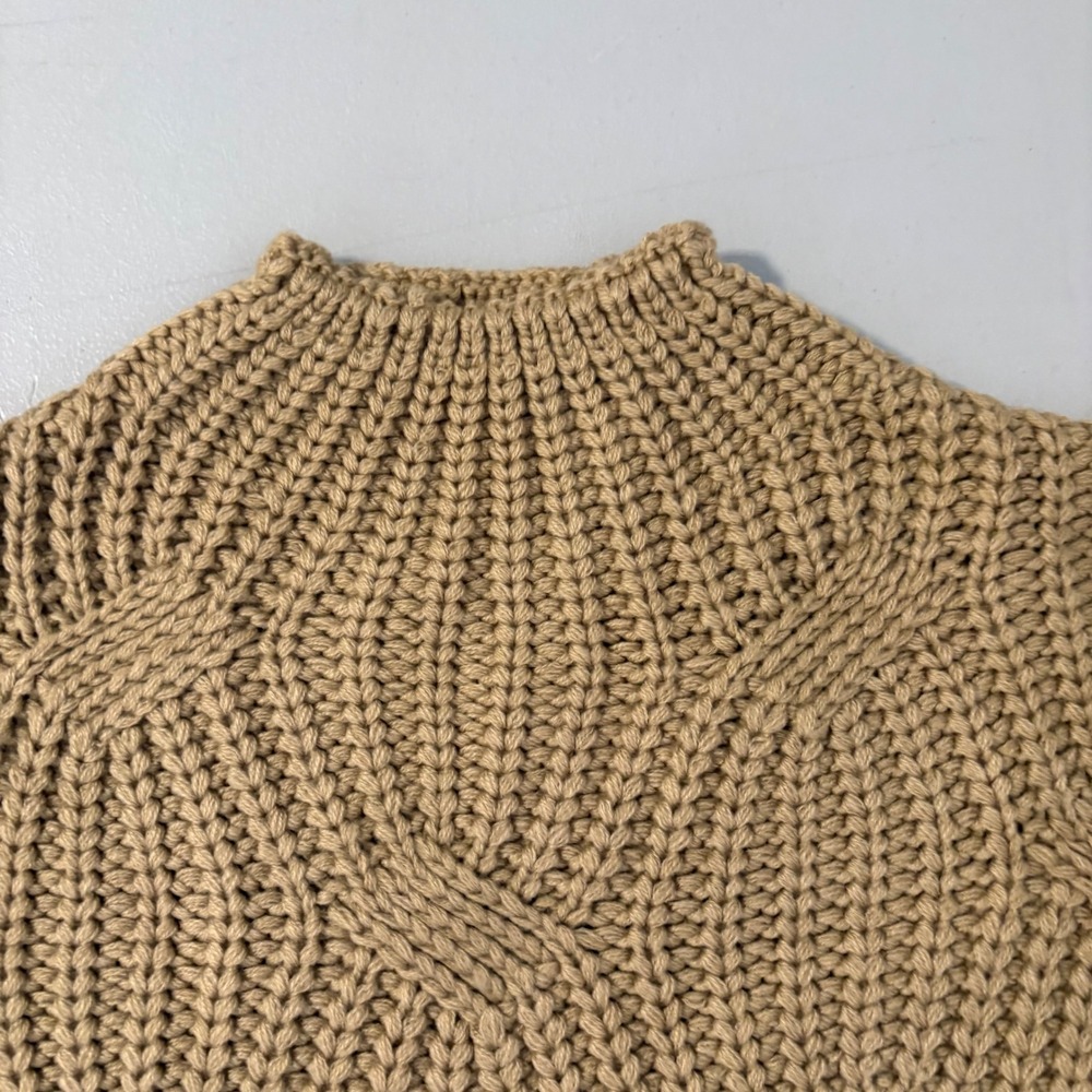 12th Tribe x The Salty Blonde Tan Chunky Knit Oversized Mock Neck Sweater OS - Picture 6 of 11